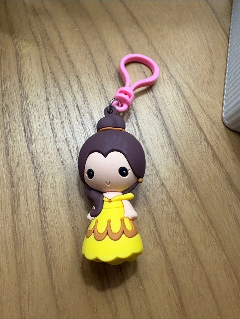 Disney Belle Yellow Brown Pink Keychain Charm